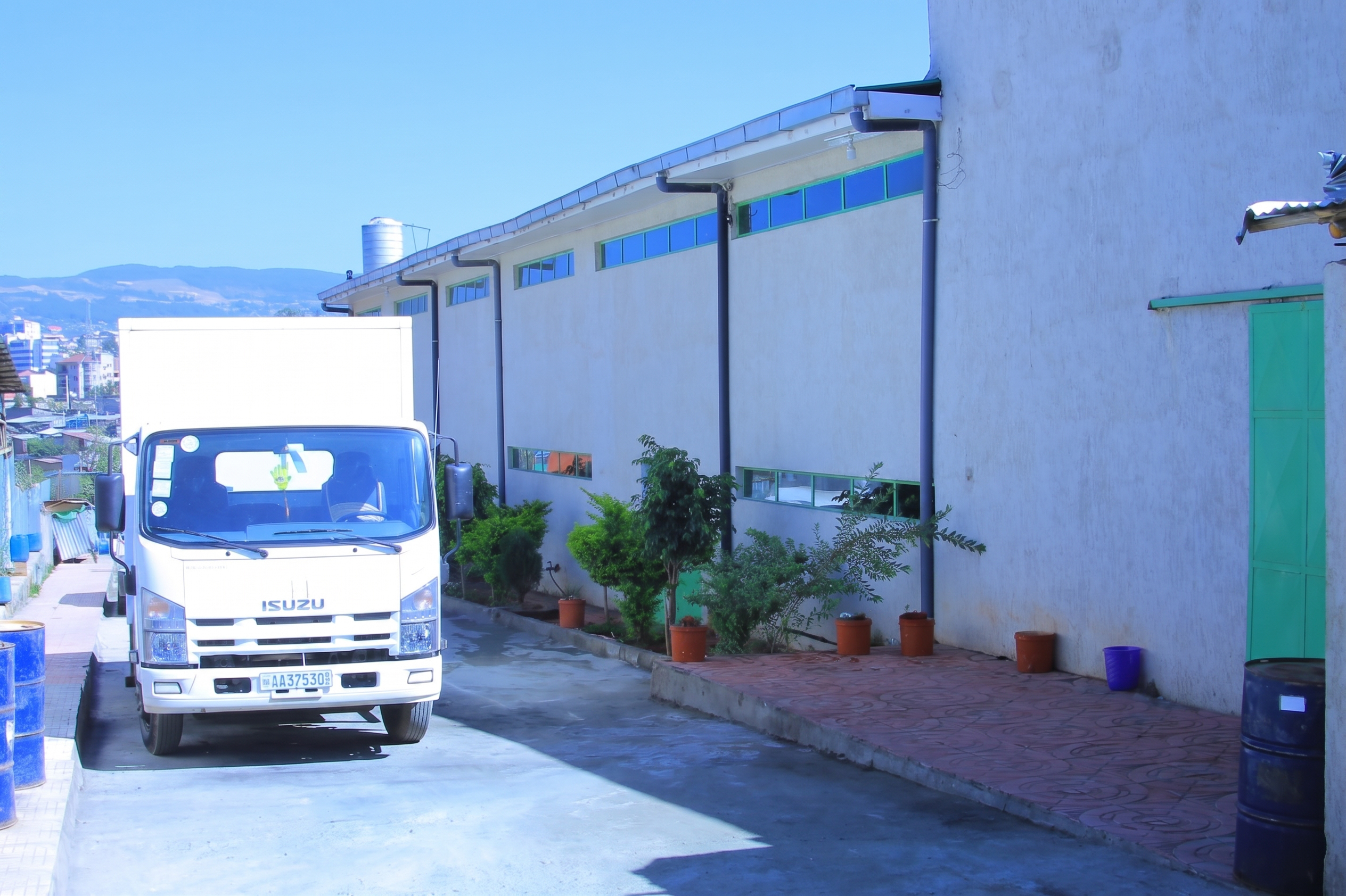 Open parking and vehicle loading area